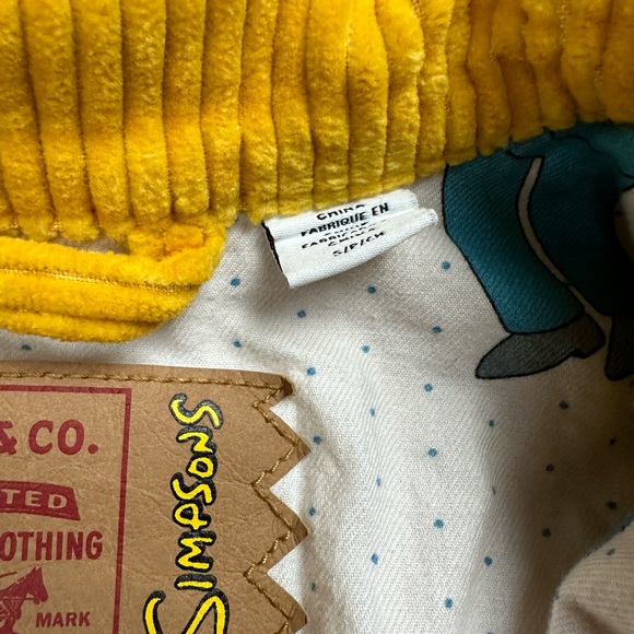 Levi's The Simpsons Yellow Mustard Corduroy Trucker Jacket Men's Size Small Used - Picture 4 of 9